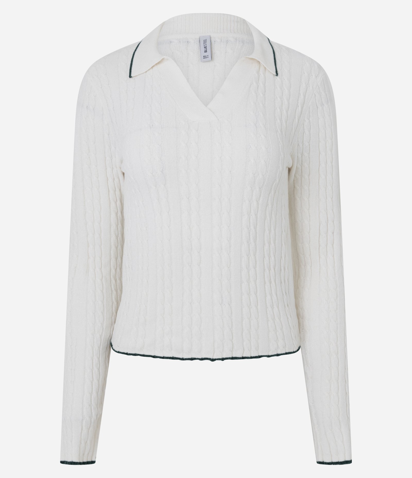 Blusa Texturizada em Tricô Com Gola Polo Branco 5