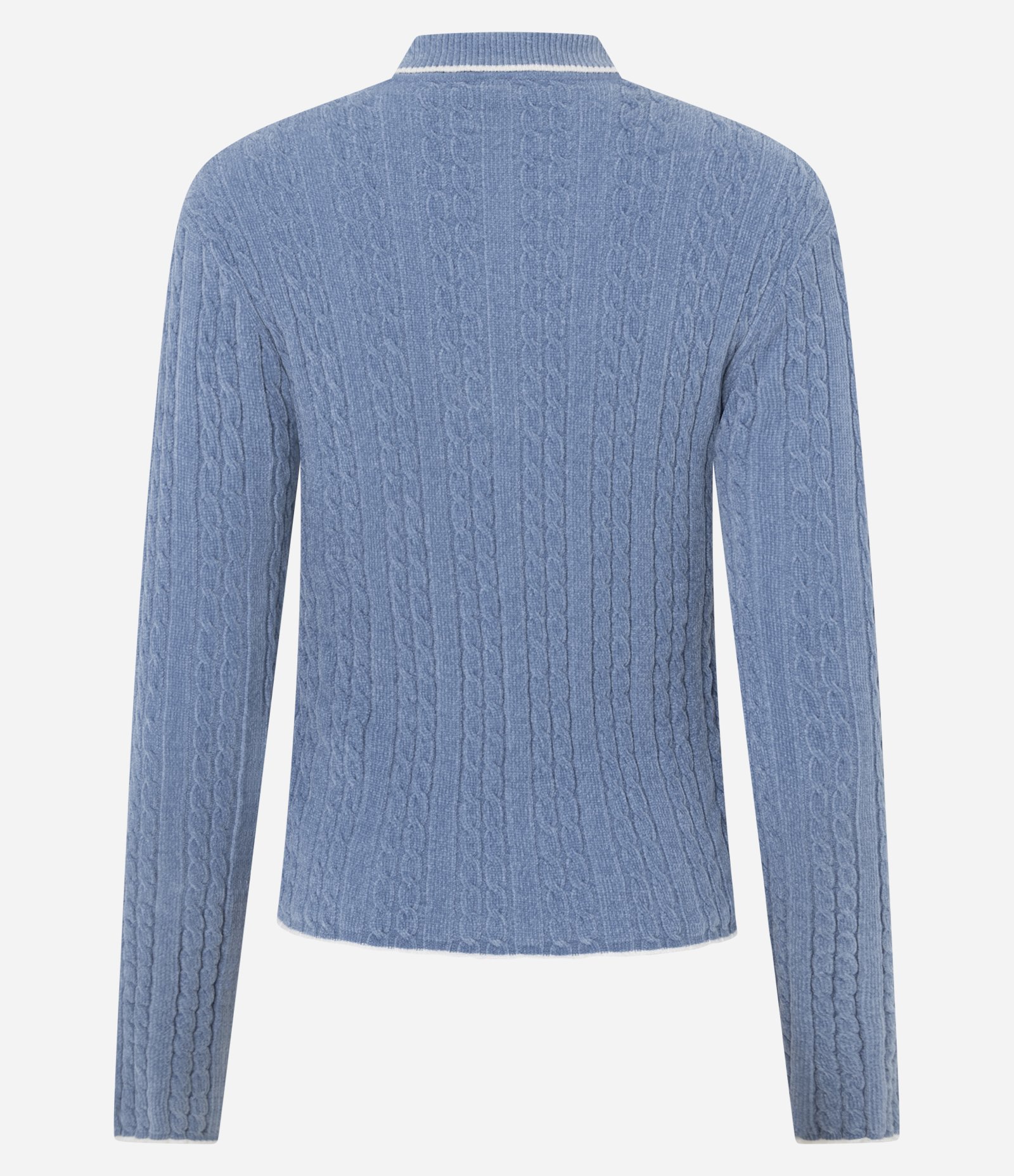 Blusa Texturizada em Tricô Com Gola Polo Azul 7