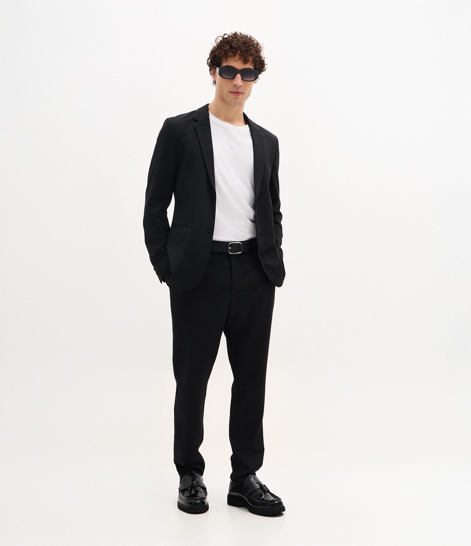 Calça Slim de Malha com Cós Meio Elástico Preto 1