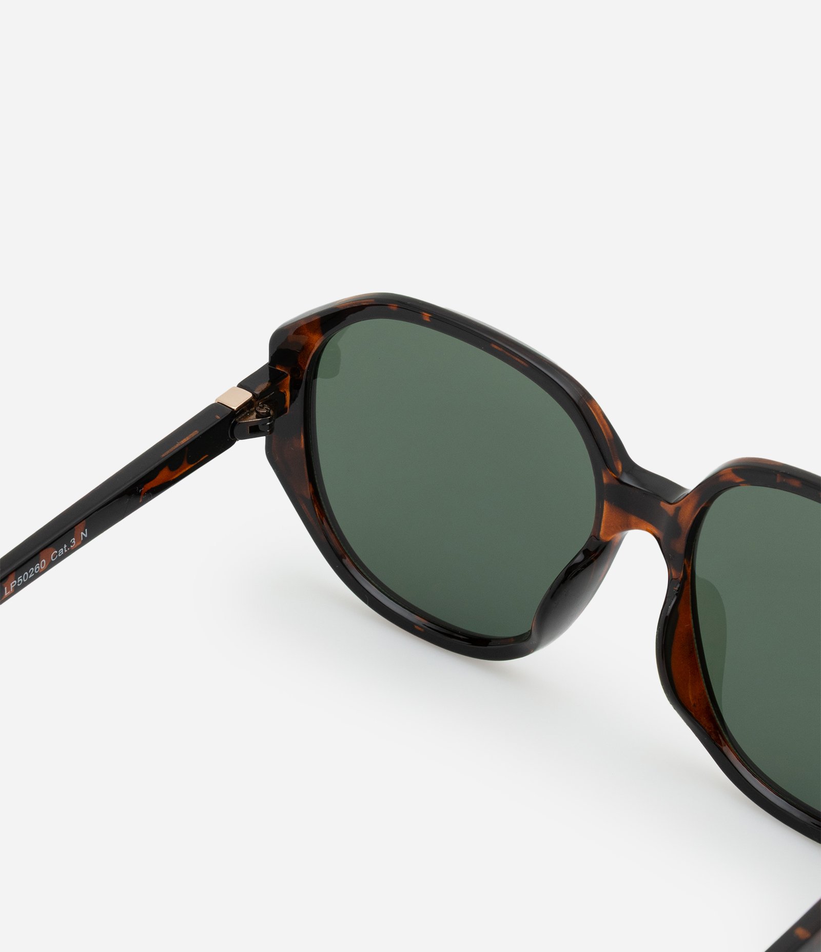 Óculos de Sol Redondo e Hastes com Estampa Tartaruga Marrom 3