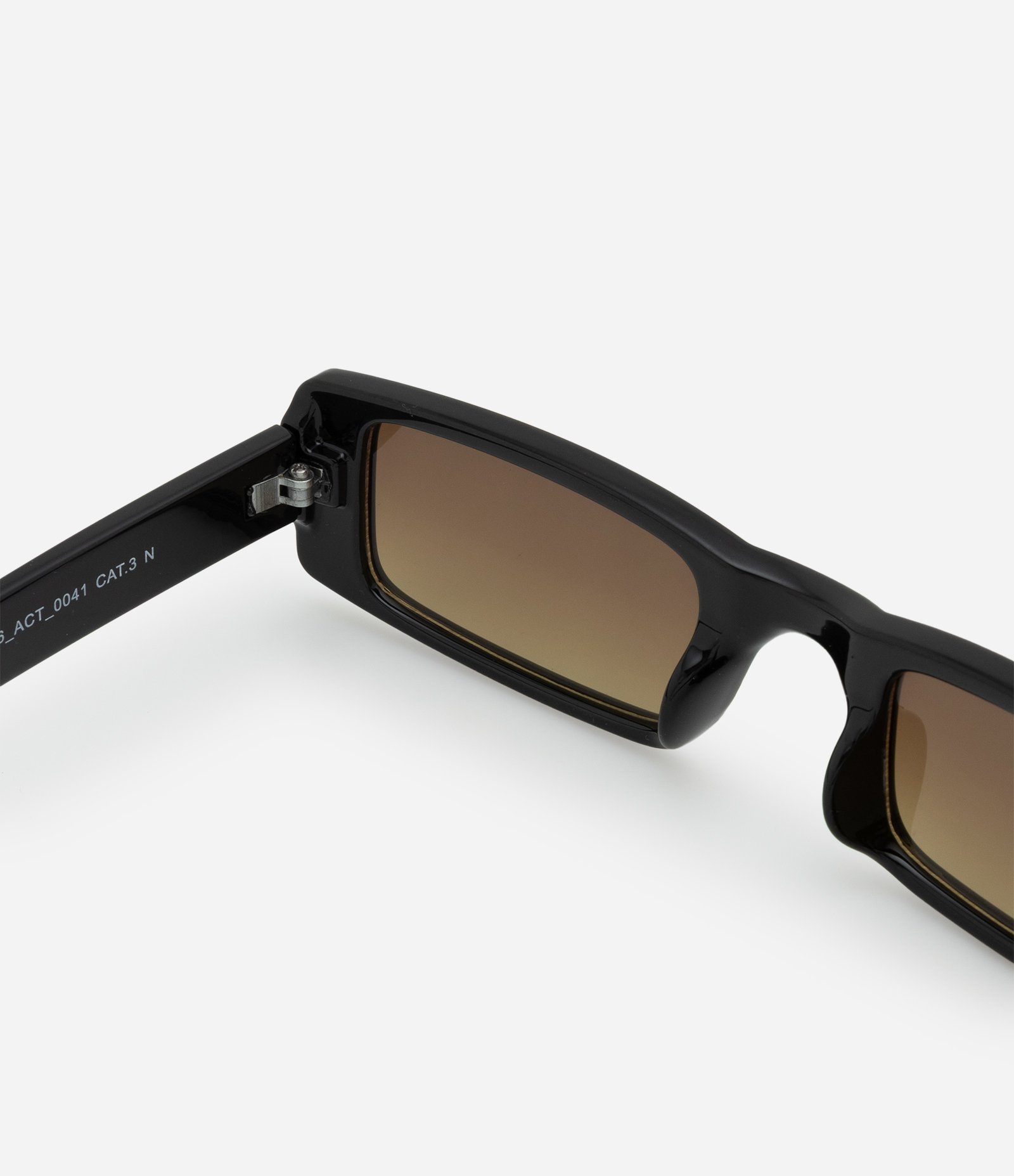 Óculos de Sol Quadrado com Lente Marrom e Hastes Fina Preto 3