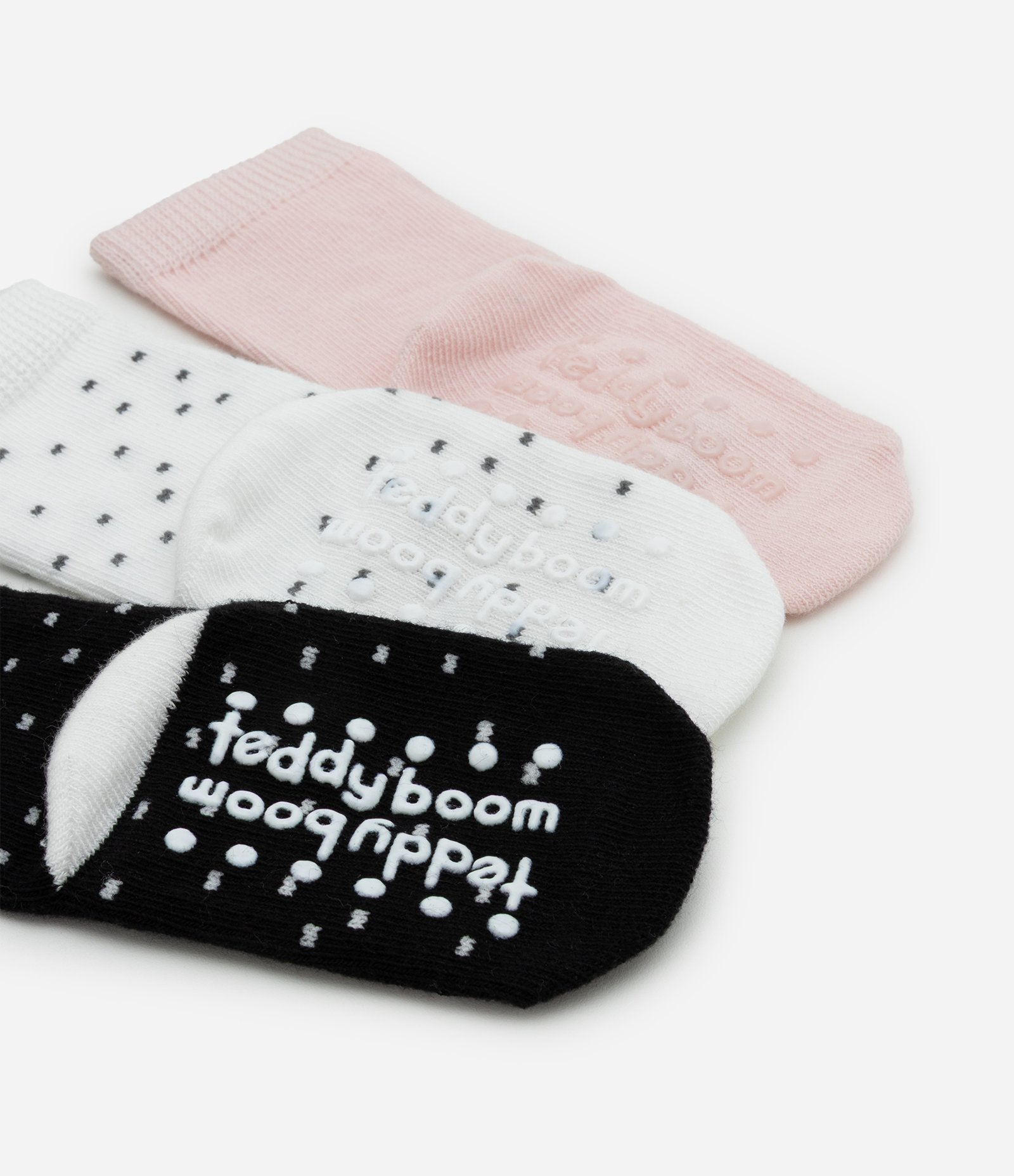 Kit 03 Meias Infantil com Estampa Cara de Bicho – Tam RN a 12 Meses Preto/Branco/Rosa 3