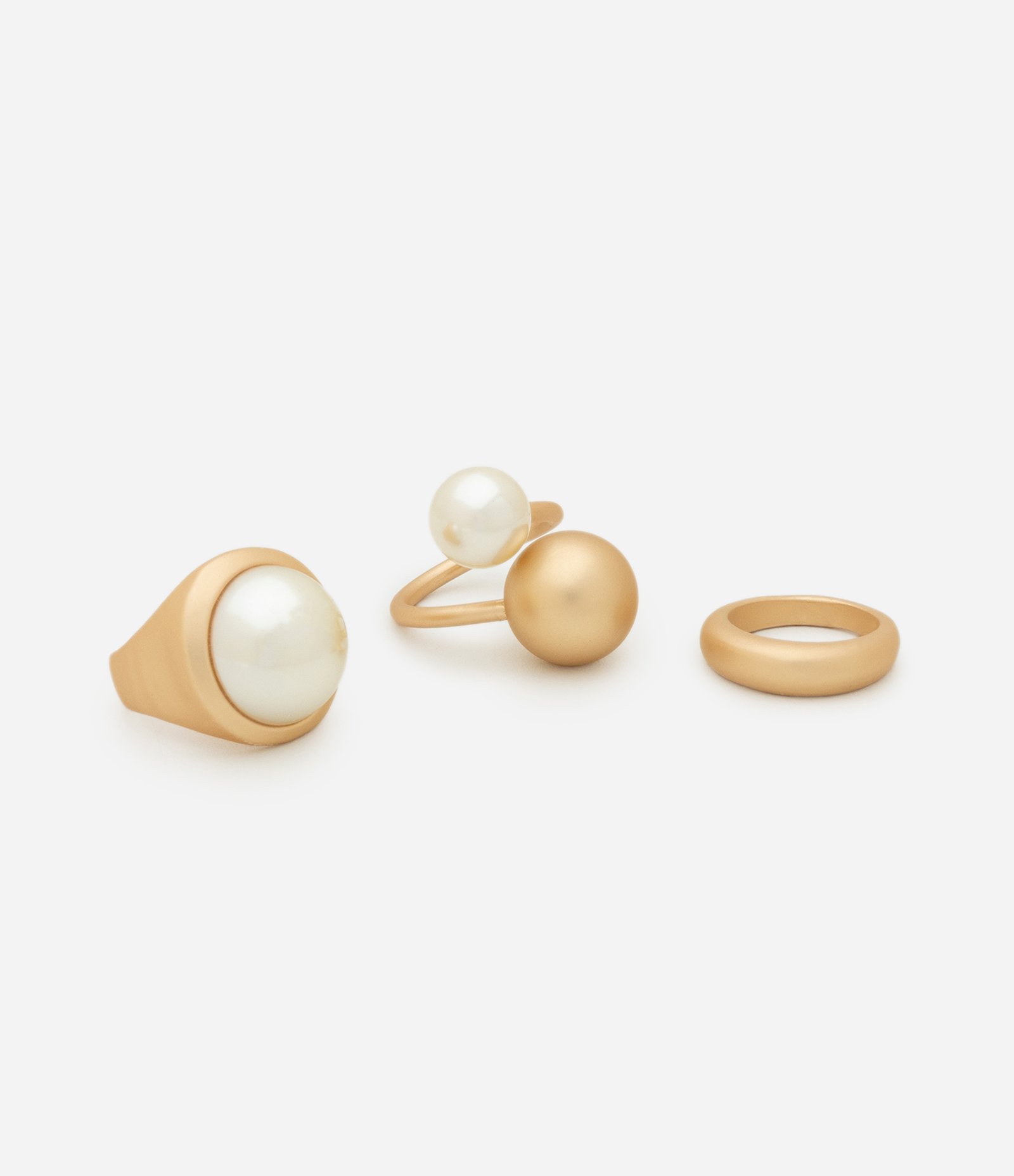 Kit 03 Anéis em Metal com Diferentes Formas Dourado 2