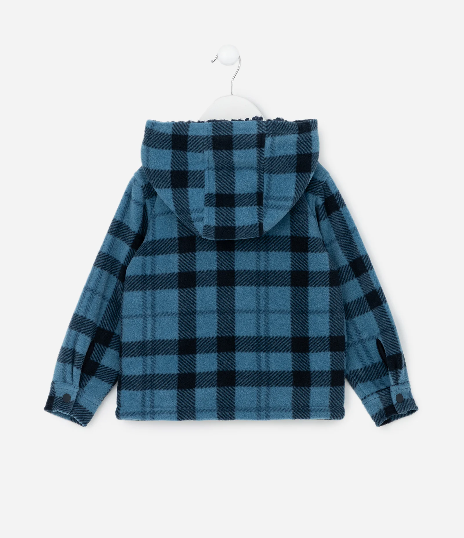 Jaqueta Infantil em Sherpa Xadrez com Capuz – Tam 1 a 6 Anos Azul/Preto 2