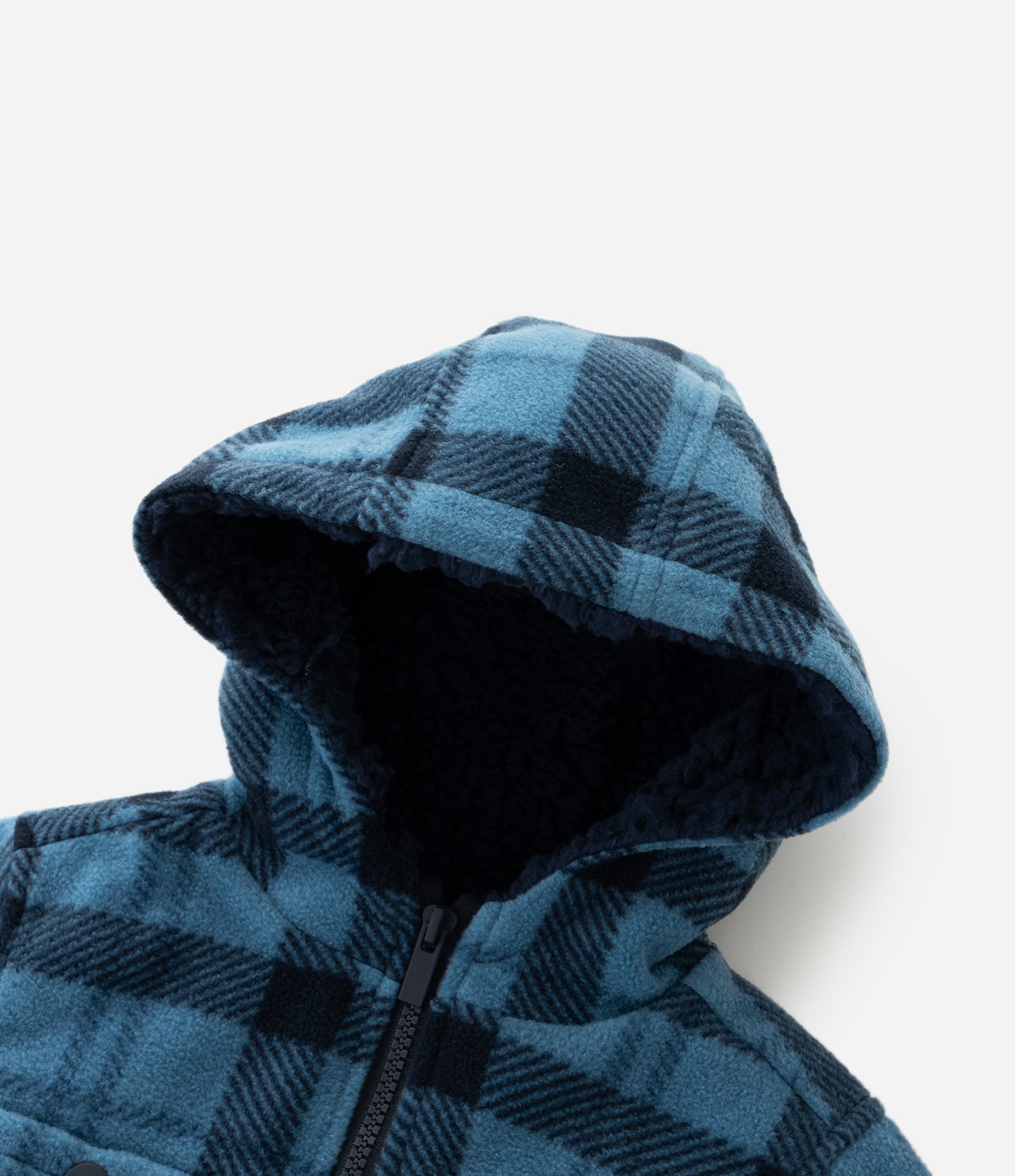 Jaqueta Infantil em Sherpa Xadrez com Capuz – Tam 1 a 6 Anos Azul/Preto 4