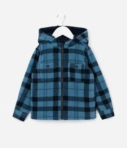 Jaqueta Infantil em Sherpa Xadrez com Capuz – Tam 1 a 6 Anos