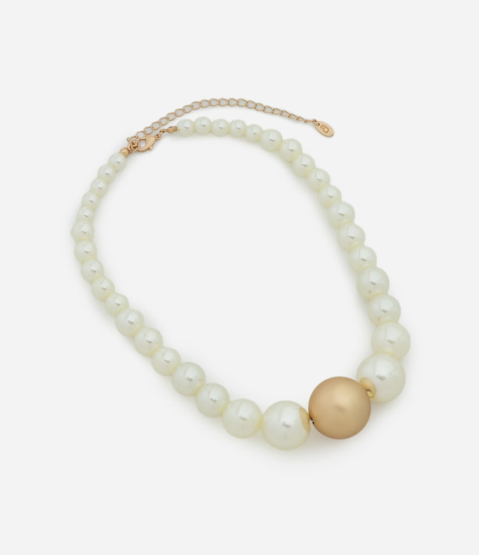 Colar Maxi Perolado com Ouro Fosco Branco 2