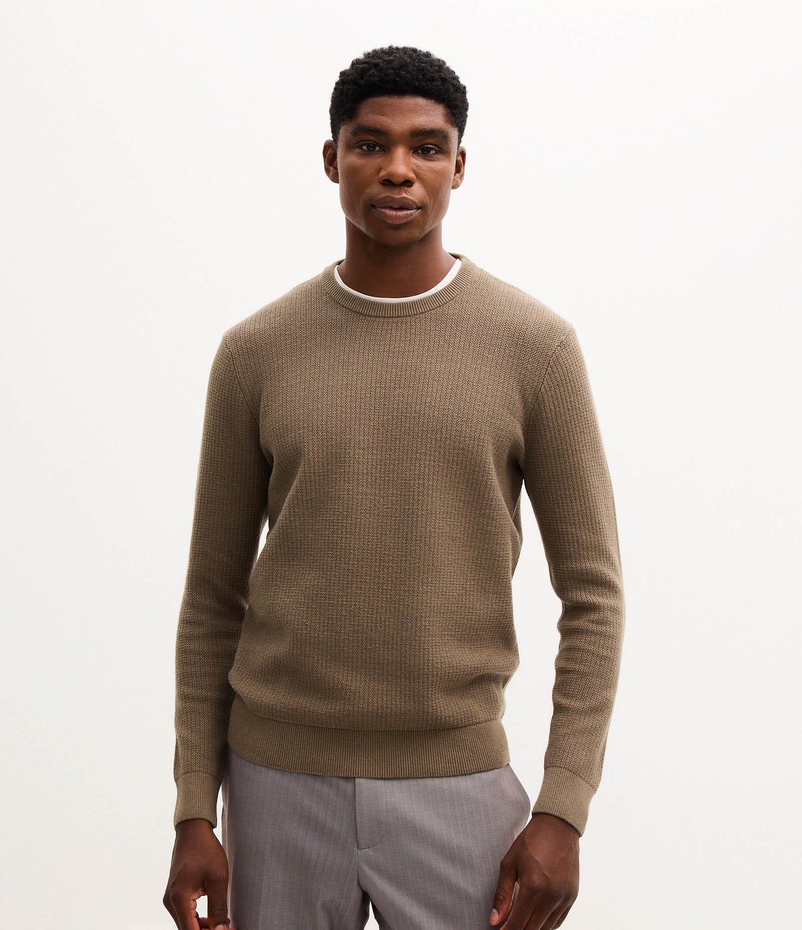 Suéter em Algodão Texturizado Zig Zag Verde 1