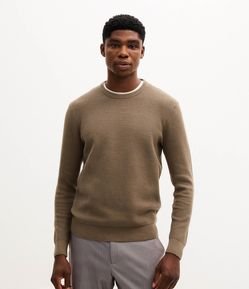 Suéter em Algodão Texturizado Zig Zag