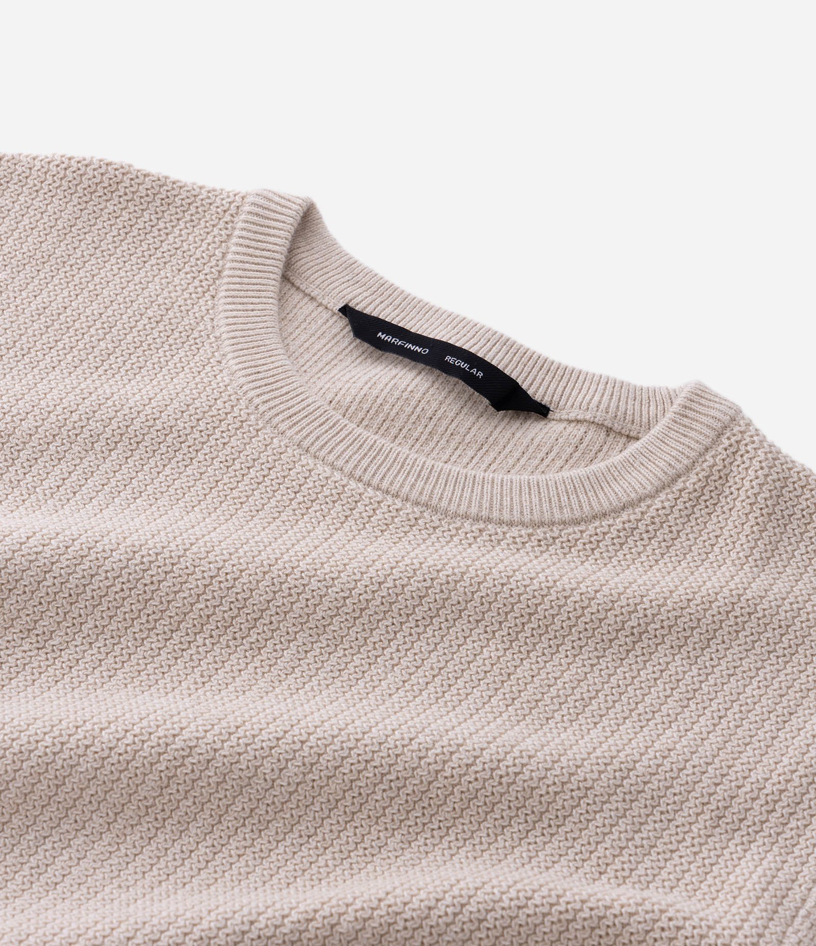 Suéter em Algodão Texturizado Zig Zag Bege 8