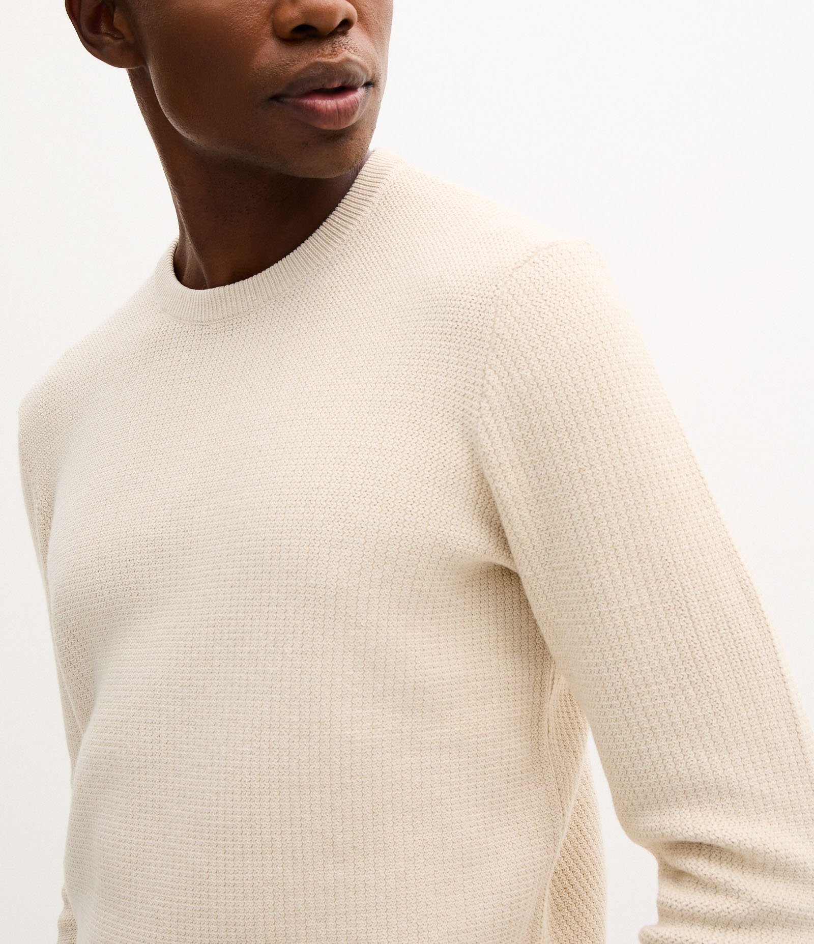 Suéter em Algodão Texturizado Zig Zag Bege 3