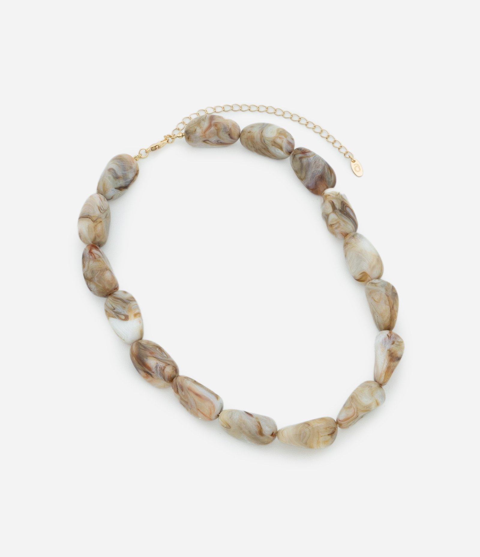 Colar Curto em Metal com Pedras Mescladas em Resina Dourado 2