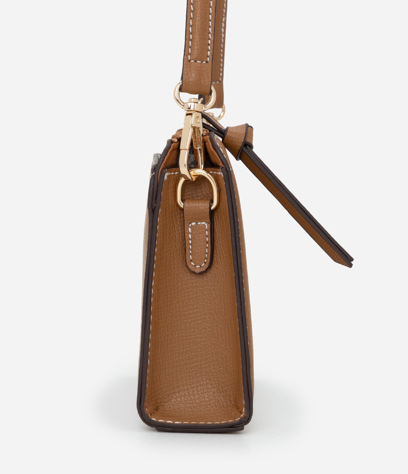 Bolsa Pequena com Alça Transversal e Detalhes Metalizados Camel-AC 2