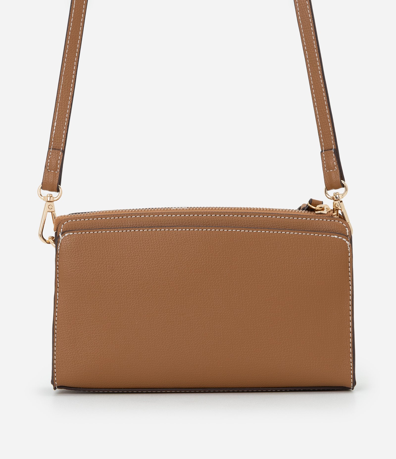 Bolsa Pequena com Alça Transversal e Detalhes Metalizados Camel-AC 3