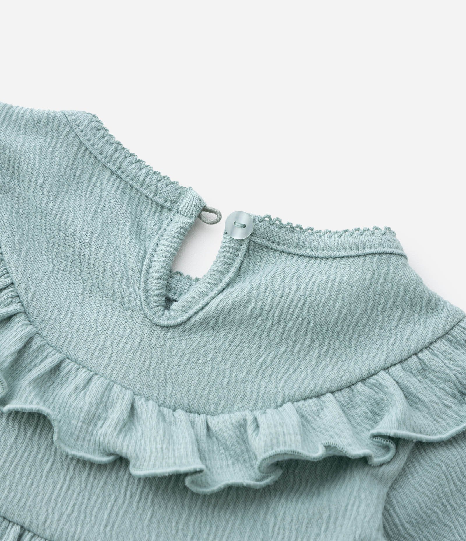 Conjunto Infantil com Estampa Floral Liberty Texturizado - Tam 0 a 18 Meses Verde 12