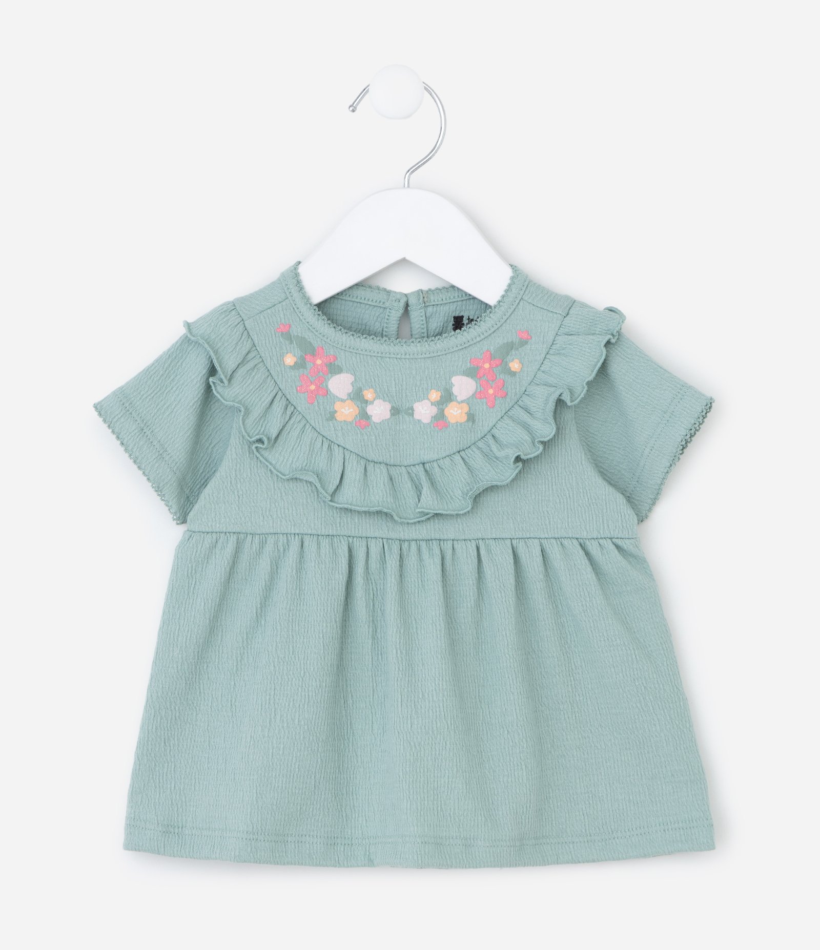 Conjunto Infantil com Estampa Floral Liberty Texturizado - Tam 0 a 18 Meses Verde 4