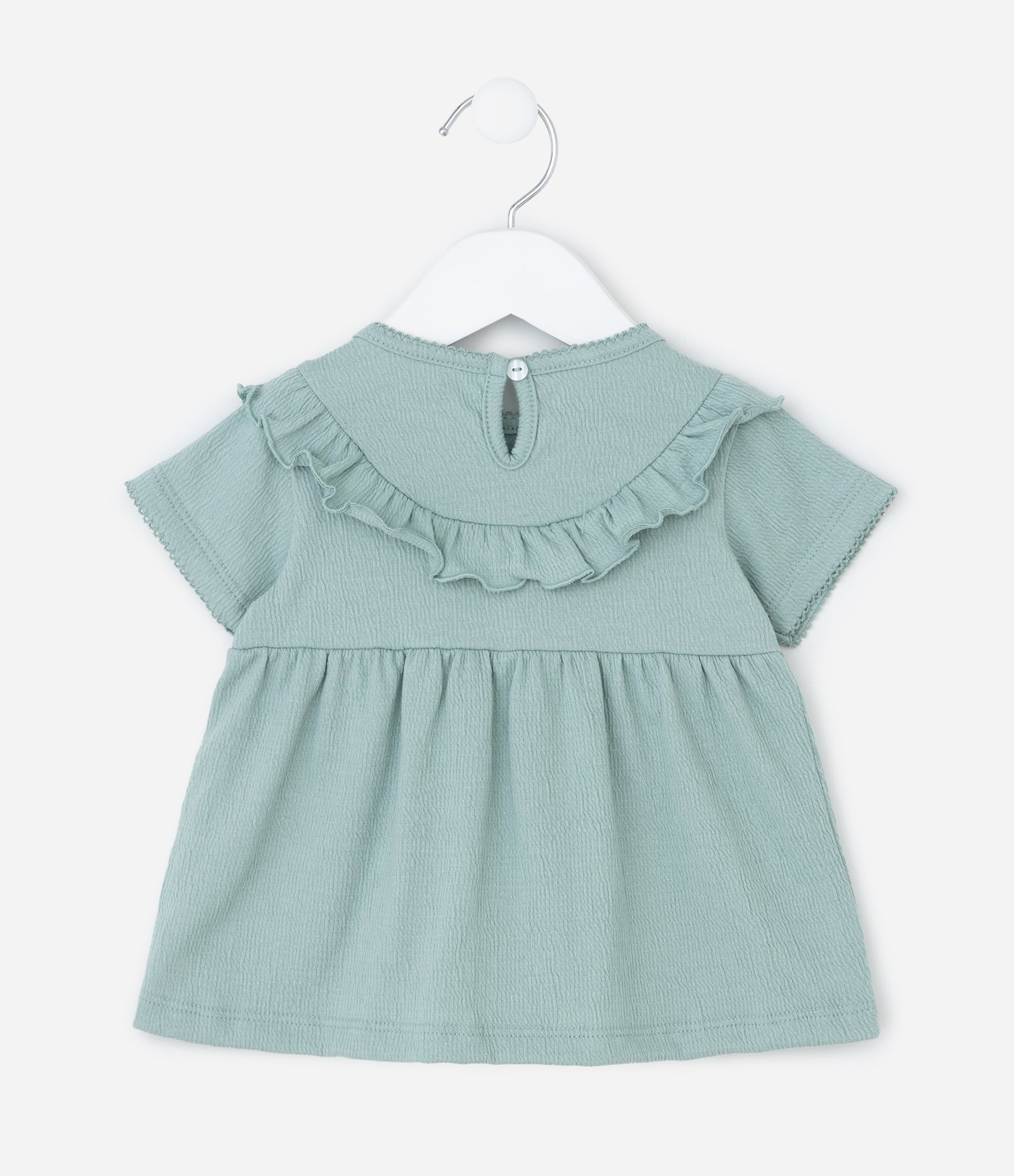 Conjunto Infantil com Estampa Floral Liberty Texturizado - Tam 0 a 18 Meses Verde 5