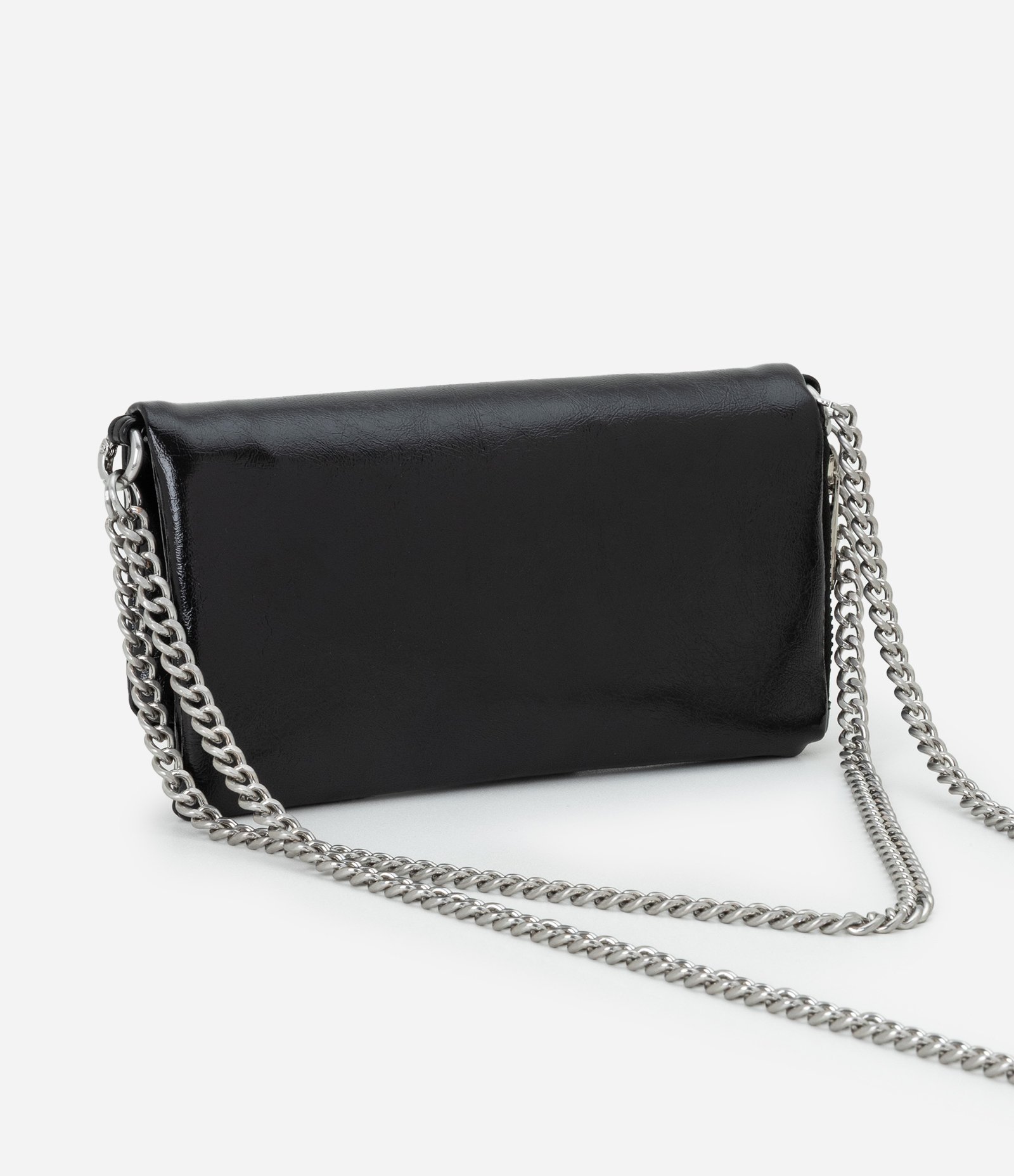 Bolsa Envelope em PU com Alça Longa em Corrente Preto 3