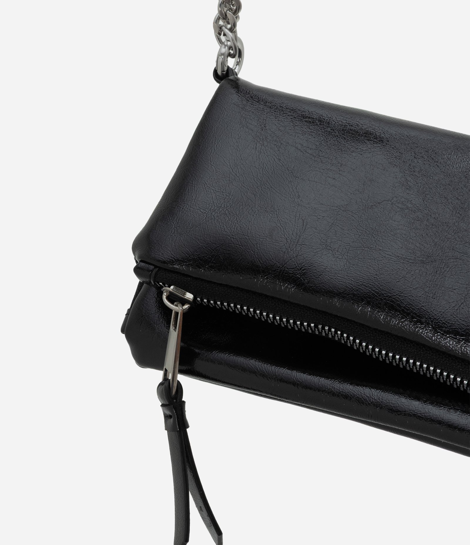 Bolsa Envelope em PU com Alça Longa em Corrente Preto 5