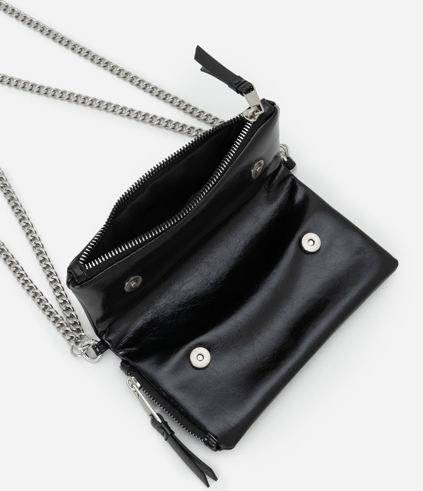 Bolsa Envelope em PU com Alça Longa em Corrente Preto 6