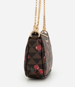 Bolsa Baguete Pequena em PU com Estampa de Cerejas