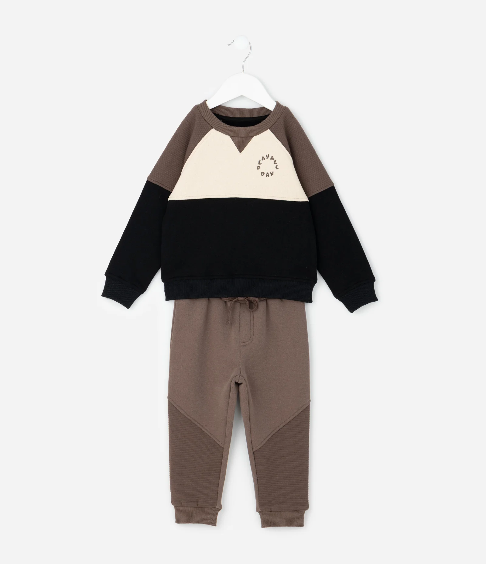 Conjunto Infantil com Ottoman e Lettering – Tam 1 a 5/6 Anos Marrom/Preto 1