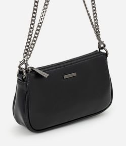 Bolsa Baguete Pequena em PU com Alça de Corrente