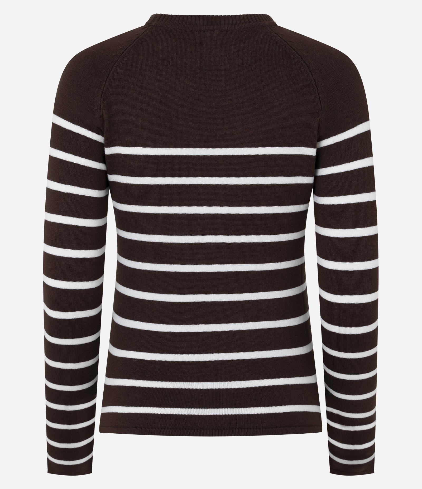 Blusa em Tricô com Cava Raglan e Listras Marrom/Branco 3