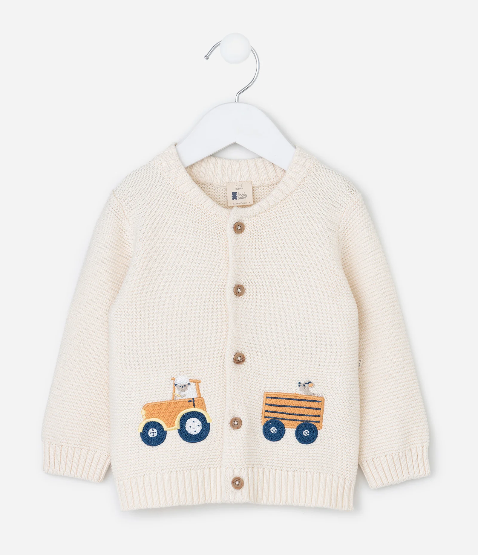 Cardigan Infantil Tricô com Bordado de Animais – Tam 0 a 18 Meses Off White 2