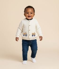 Cardigan Infantil Tricô com Bordado de Animais – Tam 0 a 18 Meses