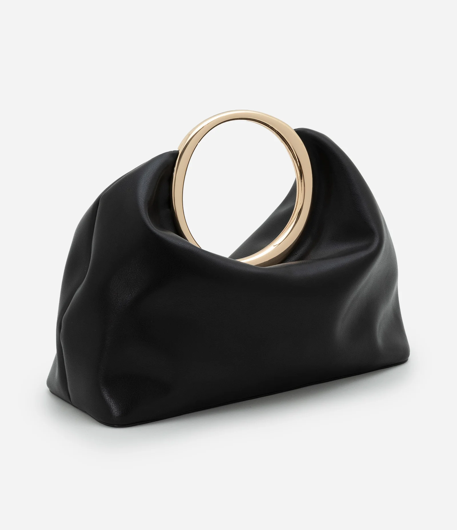 Bolsa de Mão em PU com Alça de Mão Oval Preto 1