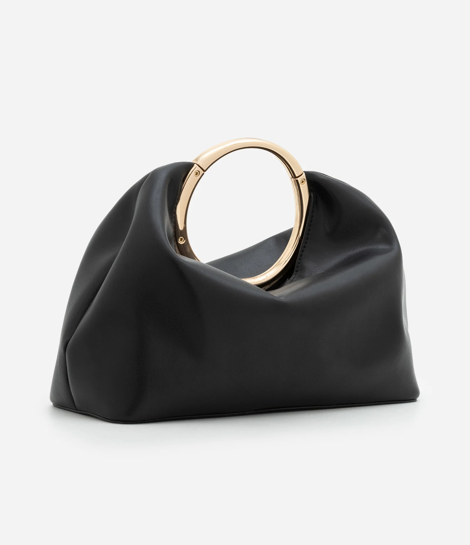 Bolsa de Mão em PU com Alça de Mão Oval Preto 3