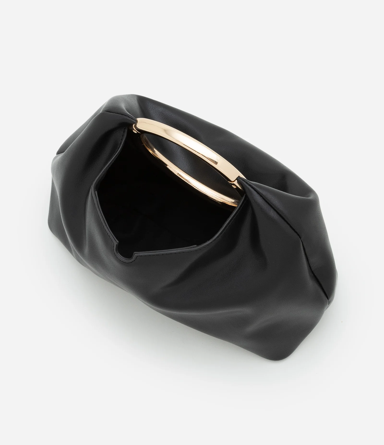 Bolsa de Mão em PU com Alça de Mão Oval Preto 4