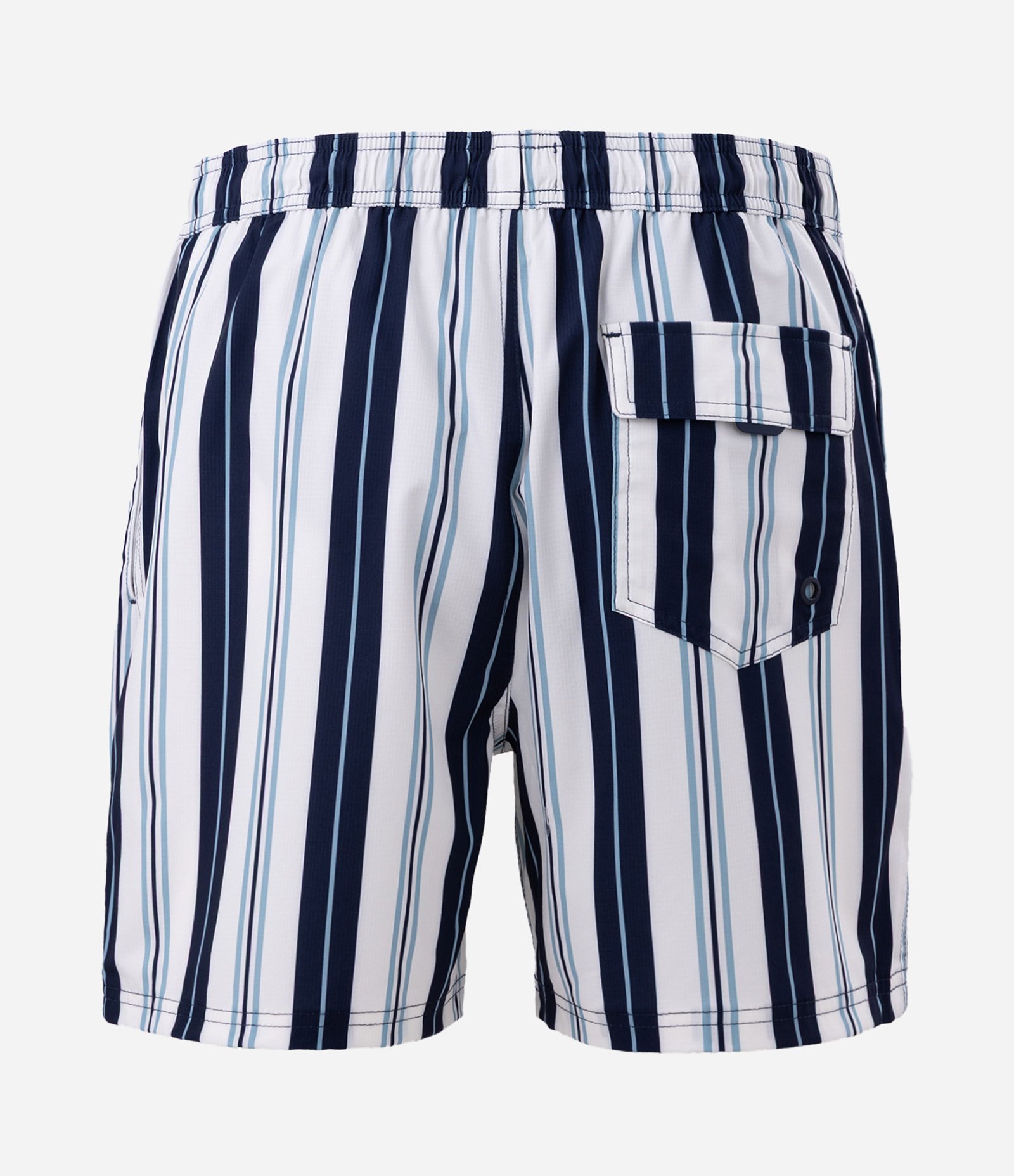 Bermuda em Microfibra Leve com Listras Branco/Azul 6