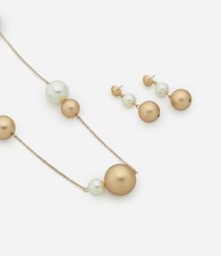 Conjunto de Colar e Brinco Perolado