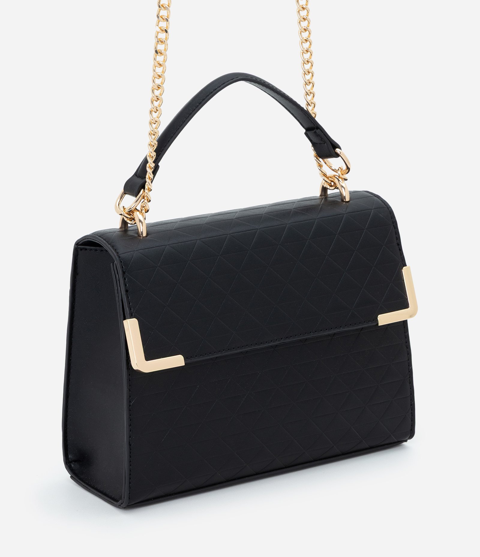 Bolsa Shoulder Média em PU com Alça Corrente Preto 1