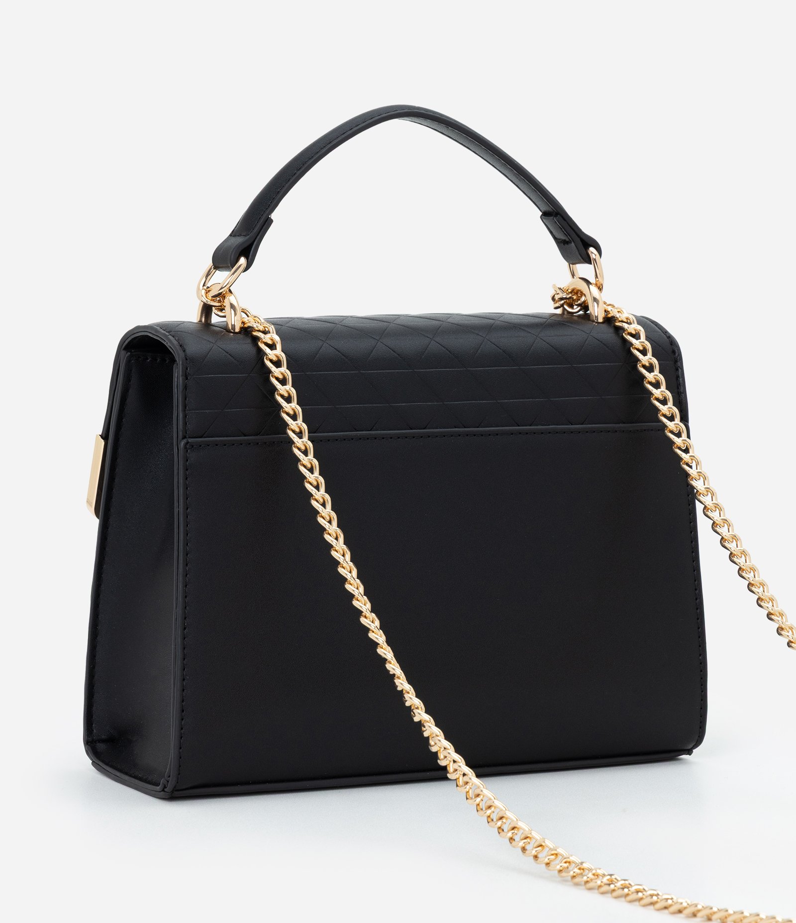 Bolsa Shoulder Média em PU com Alça Corrente Preto 3