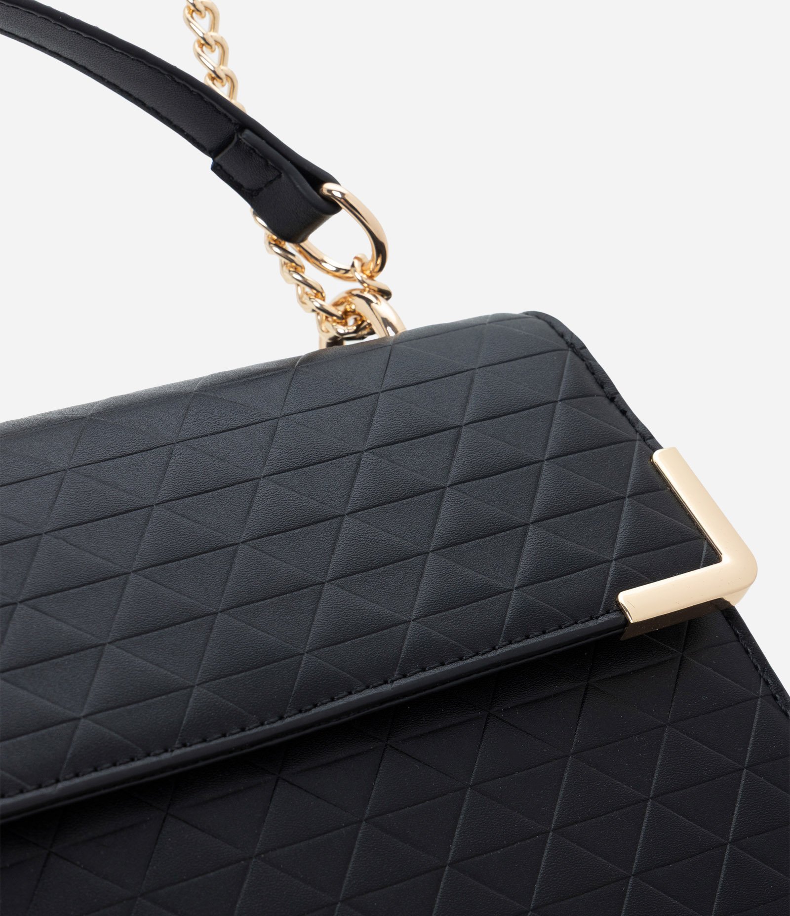 Bolsa Shoulder Média em PU com Alça Corrente Preto 4