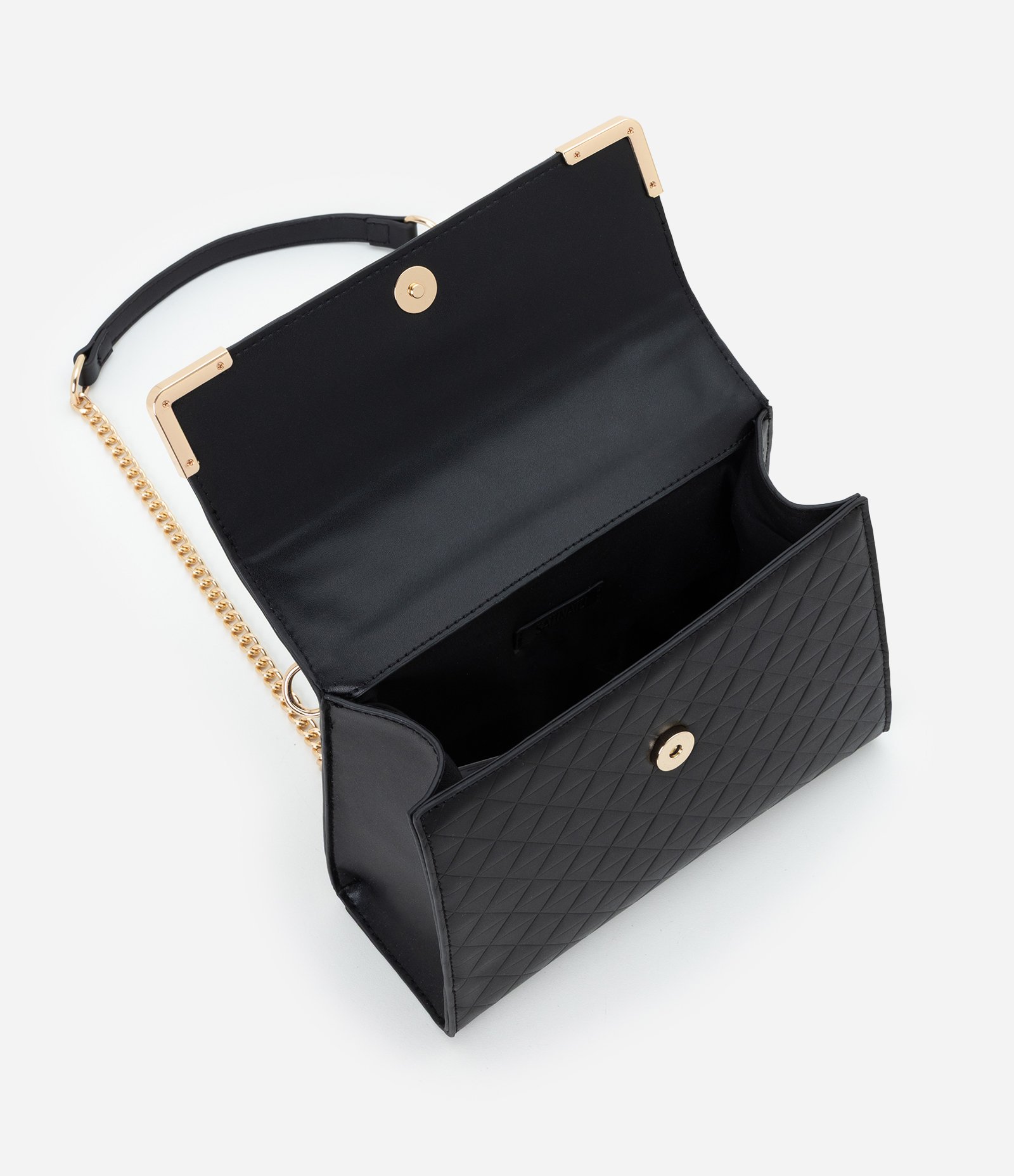 Bolsa Shoulder Média em PU com Alça Corrente Preto 5