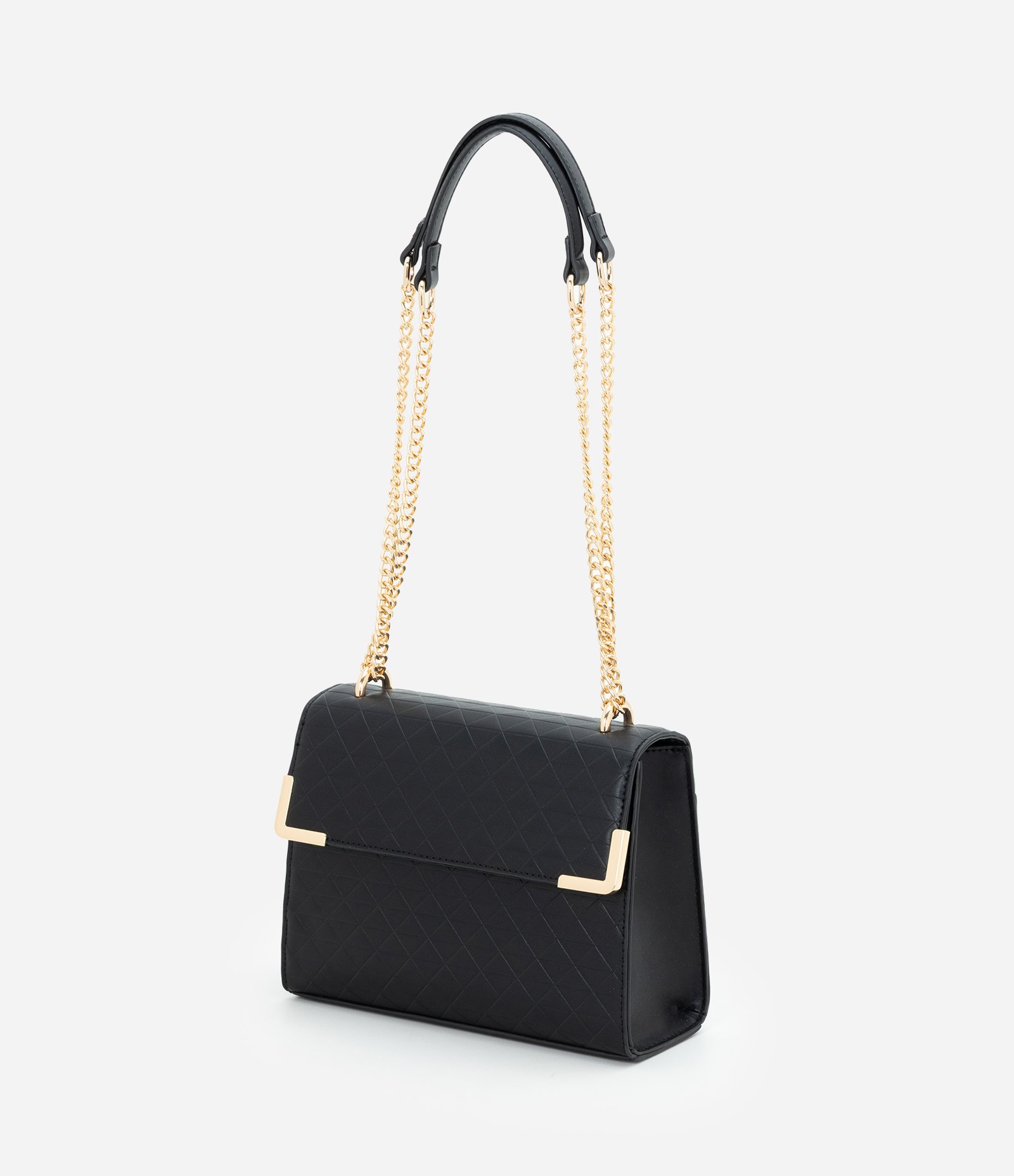 Bolsa Shoulder Média em PU com Alça Corrente Preto 6
