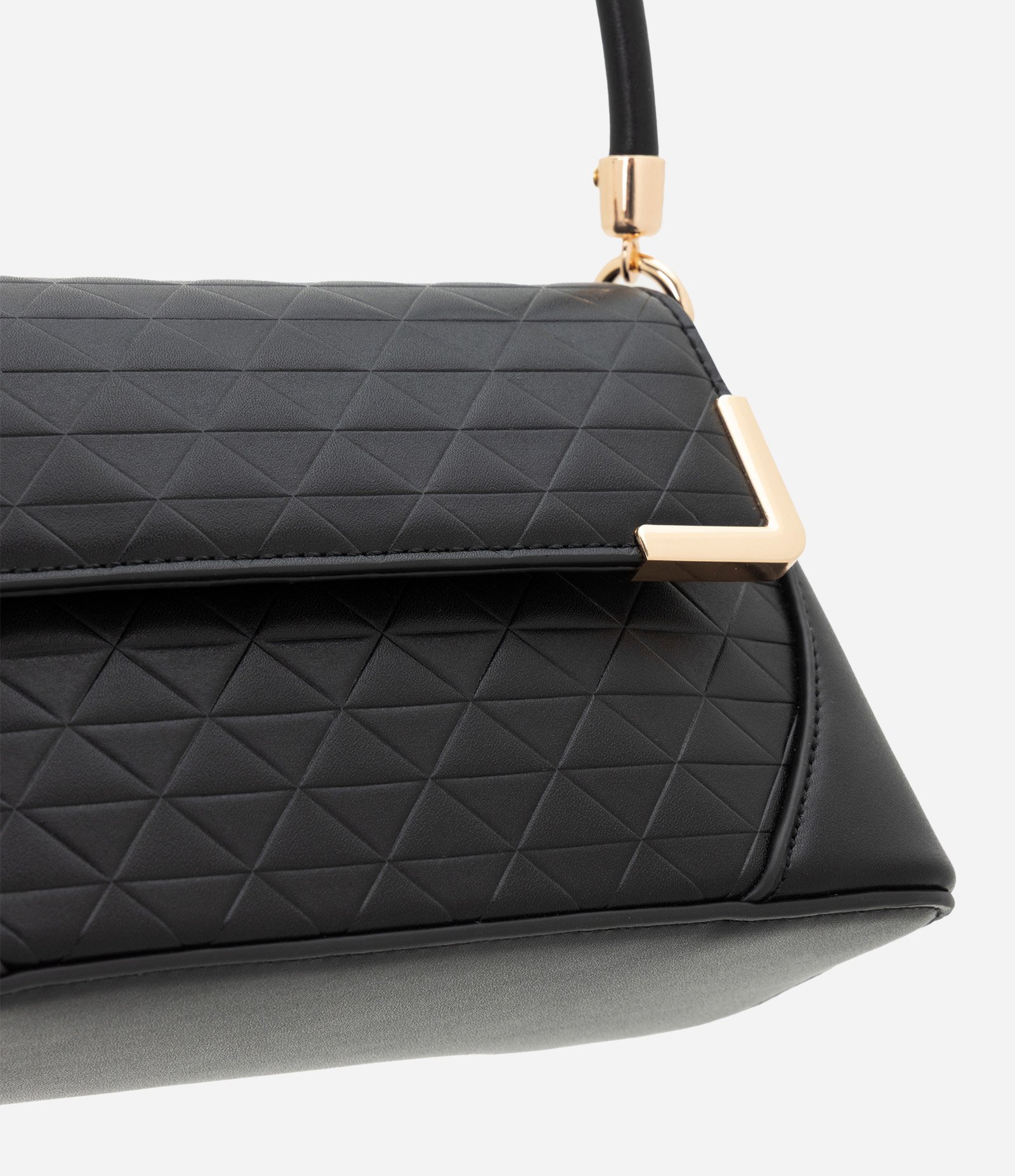 Bolsa Shoulder Média em PU com Detalhes Metalizados Preto 5