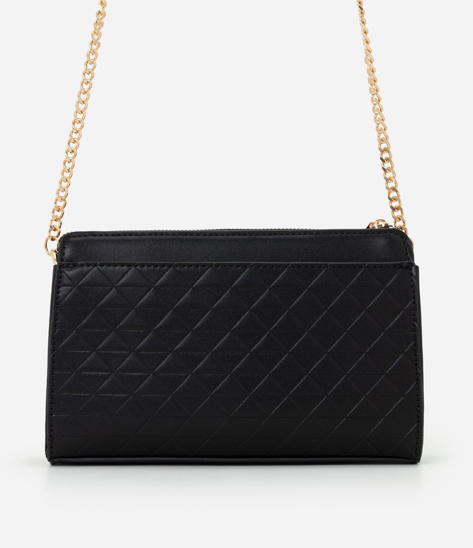 Bolsa Transversal Pequena em PU Com Alça de Corrente Preto 3