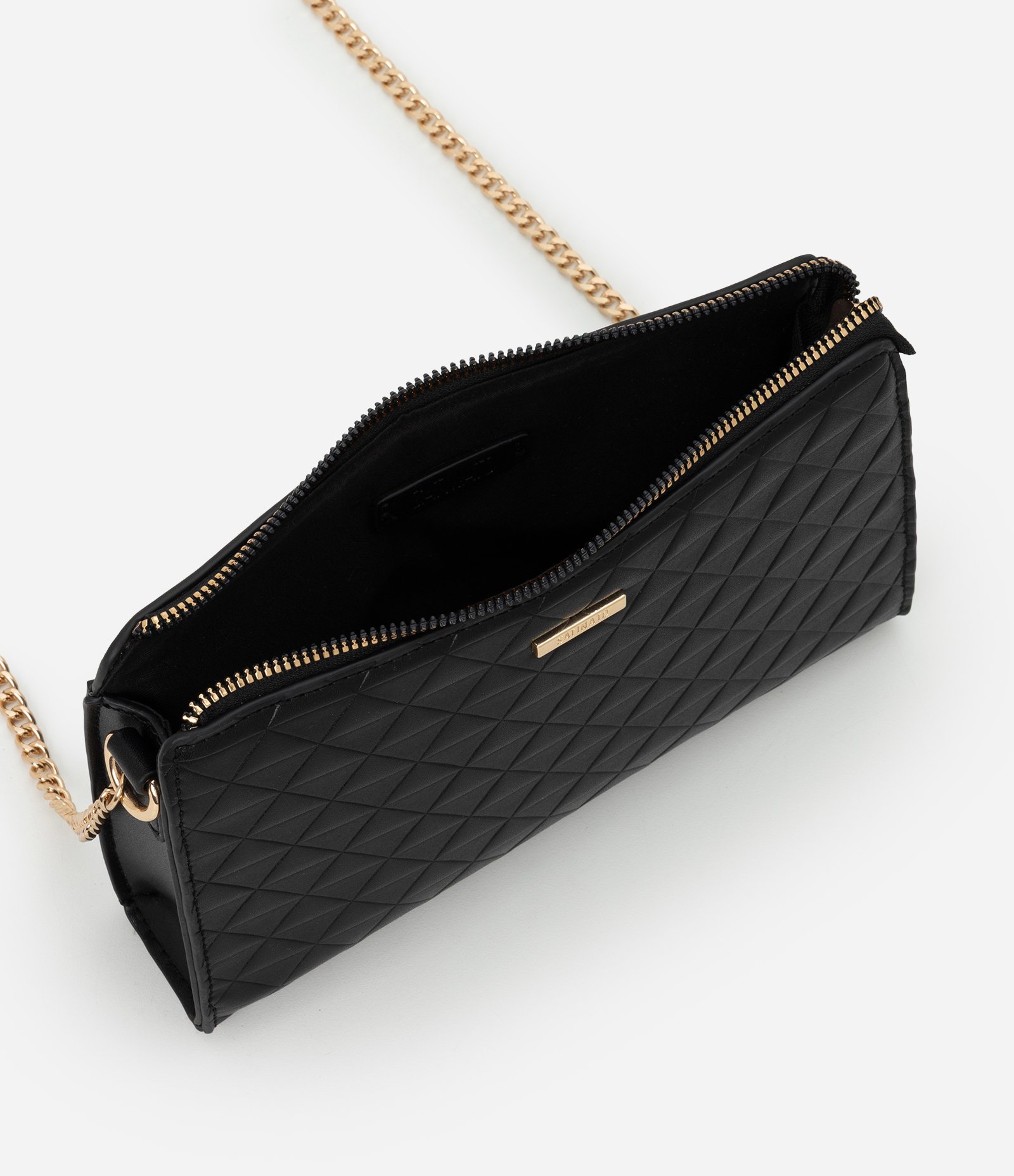 Bolsa Transversal Pequena em PU Com Alça de Corrente Preto 4