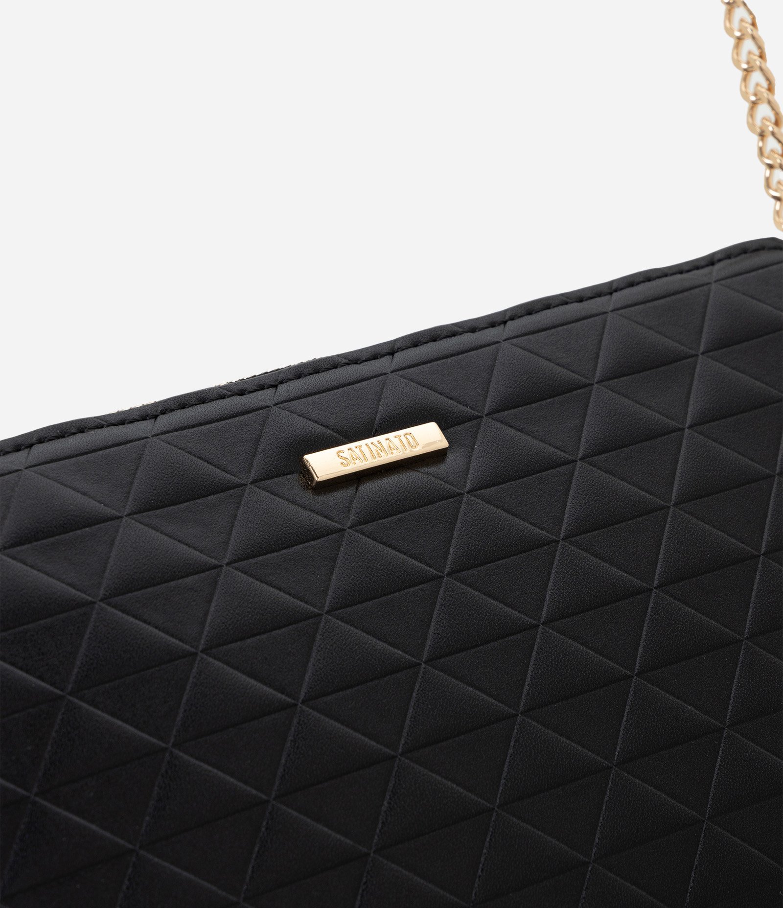 Bolsa Transversal Pequena em PU Com Alça de Corrente Preto 5