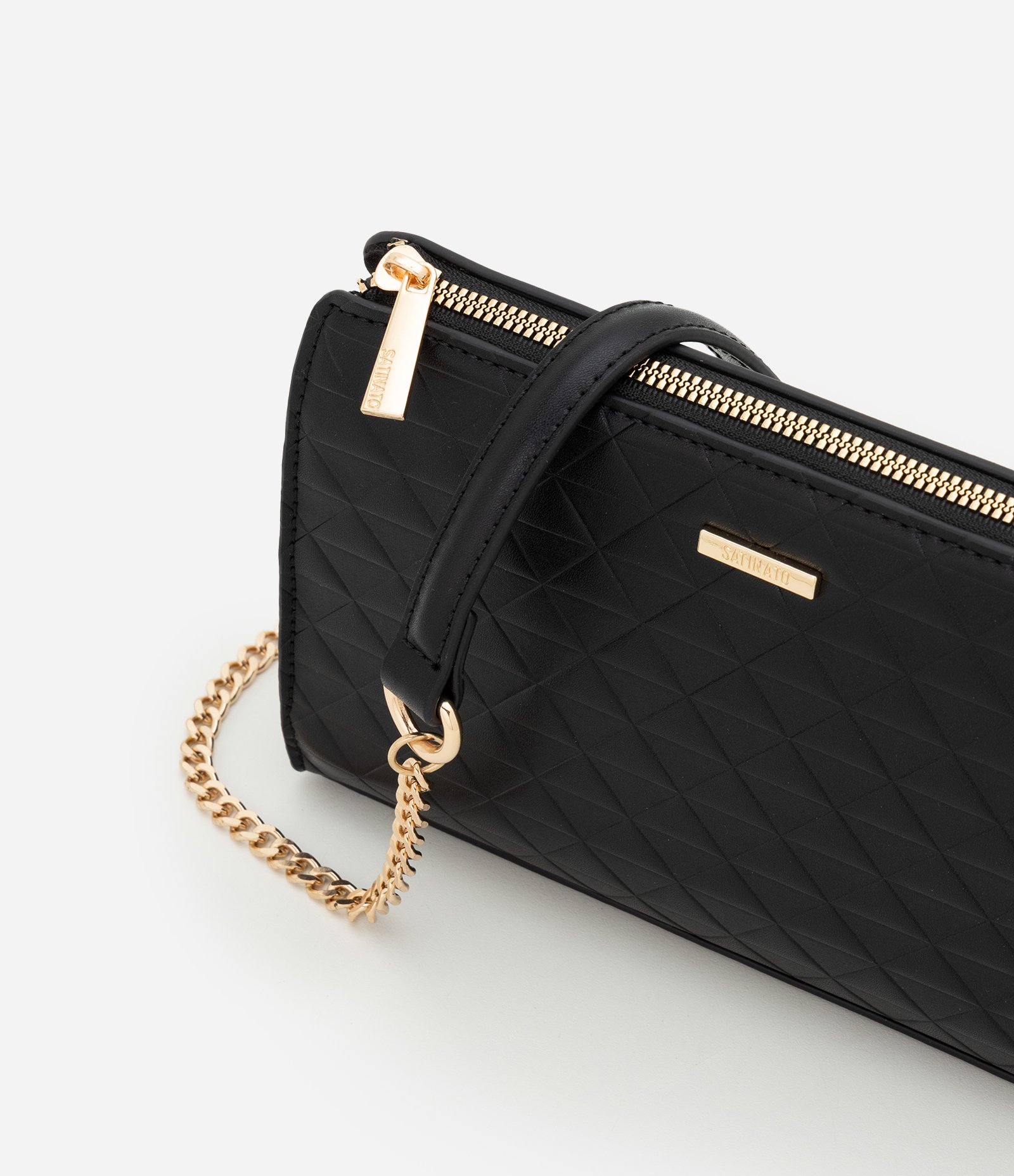 Bolsa Transversal Pequena em PU Com Alça de Corrente Preto 6