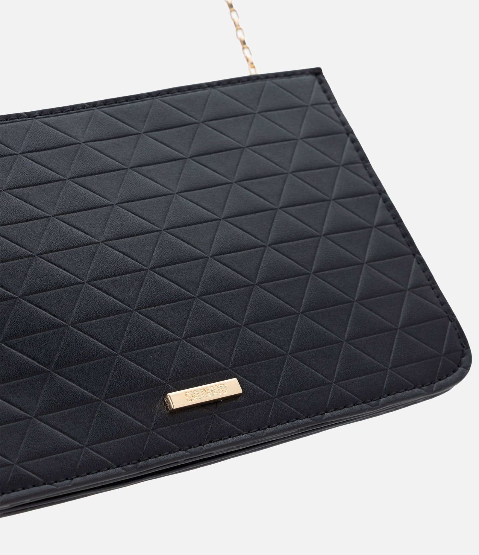 Bolsa Tiracolo Pequena em PU com Alça de Corrente Preto 4