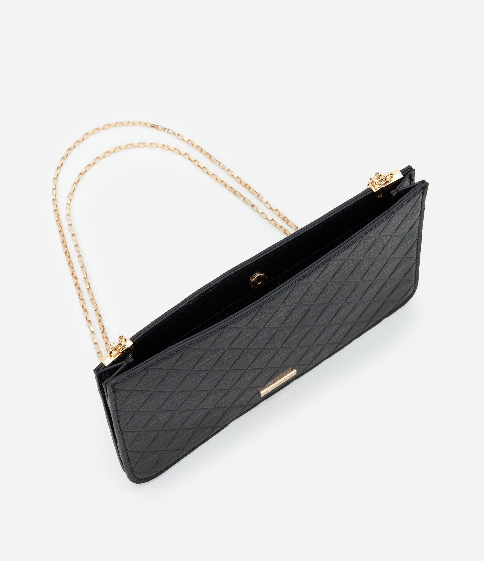 Bolsa Tiracolo Pequena em PU com Alça de Corrente Preto 5