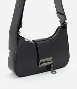 Bolsa Baguete Pequena em PU e Detalhes em Metal