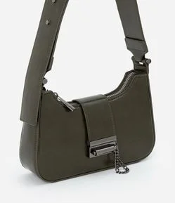 Bolsa Baguete Pequena em PU com Acabamento Glossy