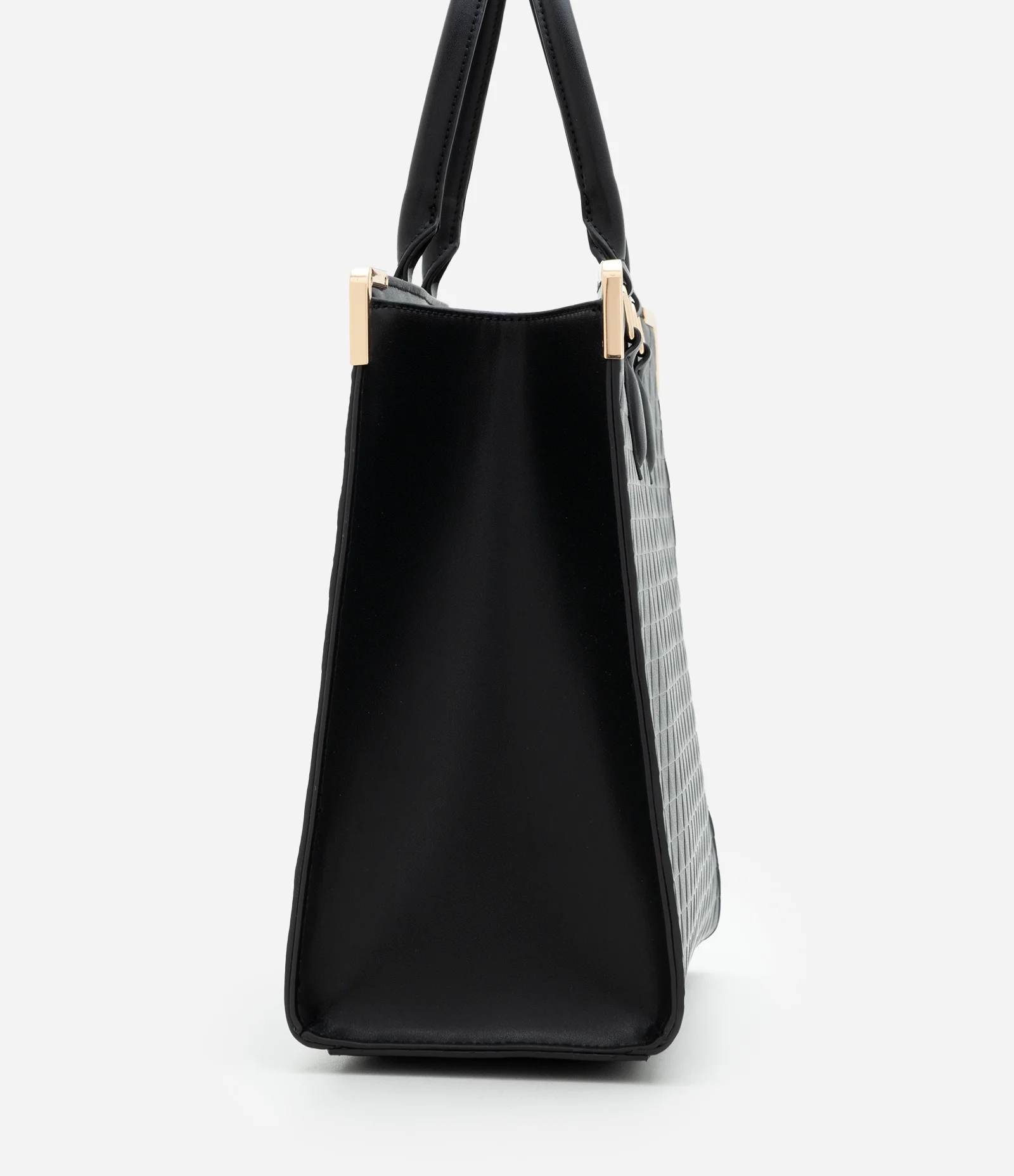 Bolsa Satchel Média em PU com Detalhes Metalizados Preto 3